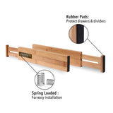 Shop moma bamboo drawer dividers set of 8 bamboo natural wood kitchen drawer organizer anti scratch desk organizer dresser silverware utensil drawer organizer underwear drawer organizer