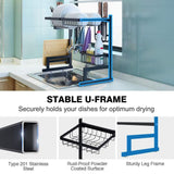 Shop langria dish drying rack over sink stainless steel drainer shelf professional 2 tier utensils holder display stand for kitchen counter organization fully customizable 25 6 inches width black