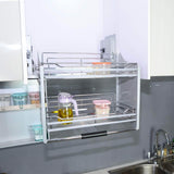 Amazon best pull down two tier shelf shelves cabinet for 600mm width cupboards steel wall unit storage organizer system kitchen