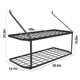 Products geekdigg 29 5 inch wall mounted pot rack storage shelf with 2 tier 10 hooks included kitchen pot racks hanging storage organizer black