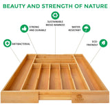 Discover bamboo kitchen drawer organizer expandable silverware organizer utensil holder and cutlery tray with grooved drawer dividers for flatware and kitchen utensils by royal craft wood