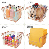 Related mdesign modern stackable metal storage organizer bin basket with handles open front for kitchen cabinets pantry closets bedrooms bathrooms large 6 pack copper