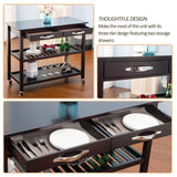 Online shopping lz leisure zone rolling kitchen island serving cart wood trolley w countertop 2 drawers 2 shelves and lockable wheels dark brown