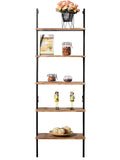 Save ironck industrial ladder shelf bookcase 5 tier wood shelves wall mounted stable expand space bookshelf retro wall decor furniture for living room kitchen bar storage