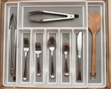 Discover the kd organizers 8 slot expandable kitchen or desk drawer organizer large adjustable storage tray for silverware utensils office supplies and more