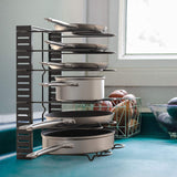 Buy now geekdigg pot rack organizer 3 diy methods height and position are adjustable 8 pots holder black metal kitchen cabinet pantry pot lid holder upgraded
