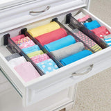 Shop mdesign adjustable expandable drawer organizer divider foam ends strong secure hold locks in place for bedroom bathroom closet office kitchen storage 2 5 inches high 8 pack smoke black