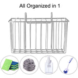 Storage organizer aceen kitchen sink sponge holder 304 stainless steel sink caddy organizer liquid drainer storage basket for sponge soap brush dishwashing accessories