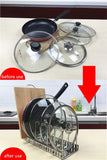 Online shopping adjustable lid holder wisfruit expandable lid rack kitchen cookware drain rack pan pot lid plate organizer racks total 8 adjustable compartments stores 7 lids 7 dividers