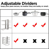Discover the best geekdigg pot rack organizer adjustable height and position kitchen counter and cabinet pan organizer shelf rack pot lid holder with 3 diy methods silver