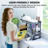 Shop for langria dish drying rack over sink stainless steel drainer shelf professional 2 tier utensils holder display stand for kitchen counter organization fully customizable 25 6 inches width black