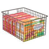 Cheap mdesign farmhouse decor metal wire food storage organizer bin basket with handles for kitchen cabinets pantry bathroom laundry room closets garage 12 x 9 x 6 4 pack bronze