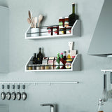 Top kitchen white wall shelf with black metal section railing great for spice dressing jar display organizer storage rack each shelf is 24 inch