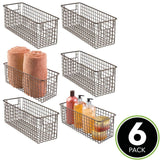 Shop for mdesign farmhouse decor metal wire bathroom organizer storage bin basket for cabinets shelves countertops bedroom kitchen laundry room closet garage 16 x 6 x 6 in 6 pack bronze