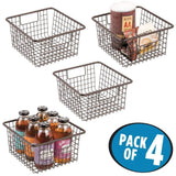Top mdesign farmhouse decor metal wire food storage organizer bin basket with handles for kitchen cabinets pantry bathroom laundry room closets garage 10 25 x 9 25 x 5 25 4 pack bronze