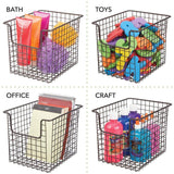 Home mdesign household metal kitchen pantry food storage organizer basket bin farmhouse grid design or cabinets cupboards shelves holds potatoes onions fruit 8 wide 8 pack bronze