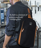 Budget friendly chef knife sling bag roll bag case 21 pockets for knives kitchen utensils 2 large pockets for tablets notebooks fortified ballistic nylon great gift for executive chefs culinary students