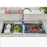 Organize with yan junau kitchen racks stainless steel retractable sink drain rack dish rack kitchen supplies color blue