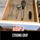 New gorilla grip original drawer and shelf liner non adhesive size 20 inch x 20 ft durable and strong grip liners for drawers shelves cabinets storage kitchen and desks quatrefoil gray white