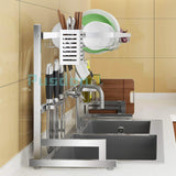 Products dish drying rack over sink drainer shelf for kitchen supplies storage counter organizer utensils holder stainless steel display kitchen space save must have sink size 33 1 2 inch silver