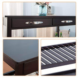 New lz leisure zone rolling kitchen island serving cart wood trolley w countertop 2 drawers 2 shelves and lockable wheels dark brown