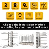 Exclusive geekdigg pot rack organizer adjustable height and position kitchen counter and cabinet pan organizer shelf rack pot lid holder with 3 diy methods silver