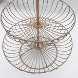 Top rated 3 tier metal wire fruit vegetable basket tower decorative fruit basket countertop stand kitchen counter produce organizer with top handle bronze pink