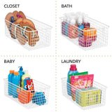 Try mdesign farmhouse decor metal wire food organizer storage bin basket with handles for kitchen cabinets pantry bathroom laundry room closets garage 16 x 9 x 6 in 4 pack matte white