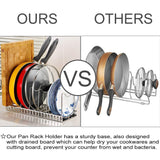 Organize with adjustable lid holder wisfruit expandable lid rack kitchen cookware drain rack pan pot lid plate organizer racks total 8 adjustable compartments stores 7 lids 7 dividers