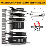 Get geekdigg pot rack organizer adjustable height and position kitchen counter and cabinet pan organizer shelf rack pot lid holder with 3 diy methods silver