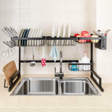 Best seller  ipegtop over the sink stainless steel dish drying rack large dish drainers for kitchen double sink dishes utensils glasses draining shelf storage counter organizer cutlery holder black