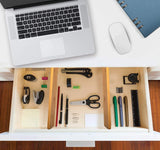 On amazon luckyshe bamboo drawer dividers adjustable spring kitchen drawer dividers expandable eco friendly drawer organizers and dividers for kitchen dresser bathroom desk bedroom pack of 4