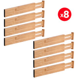 Save moma bamboo drawer dividers set of 8 bamboo natural wood kitchen drawer organizer anti scratch desk organizer dresser silverware utensil drawer organizer underwear drawer organizer