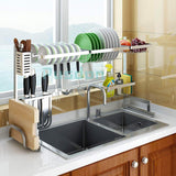 Related dish drying rack over sink drainer shelf for kitchen supplies storage counter organizer utensils holder stainless steel display kitchen space save must have sink size 33 1 2 inch silver