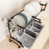 Best ipegtop over the sink stainless steel dish drying rack large dish drainers for kitchen double sink dishes utensils glasses draining shelf storage counter organizer cutlery holder black