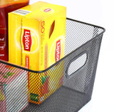 Heavy duty ybm home household wire mesh open bin shelf storage basket organizer black for kitchen pantry cabinet fruits vegetables pantry items toys 1041s 12 12 10 x 9 x 6