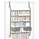 Lynk Over Door Or Wall Mount Jewelry Organizer Rack, Platinum