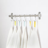 Home webi kitchen sliding hooks solid stainless steel hanging rack rail with 14 utensil removable s hooks for towel pot pan spoon loofah bathrobe wall mounted