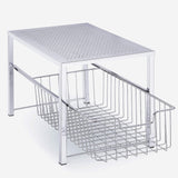 Get simple trending under sink cabinet organizer with sliding storage drawer desktop organizer for kitchen bathroom office stackbale chrome
