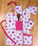 Online shopping casa decors set of apron oven mitt pot holder pair of kitchen towels in a valentine cup cakes design made of 100 cotton eco friendly safe value pack and ideal gift set kitchen linen set