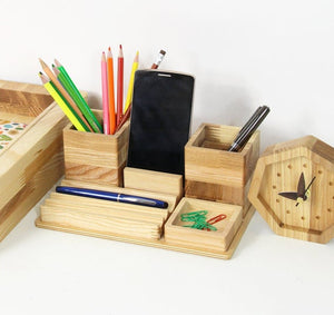 Wood desk organizer Boyfriend birthday gift Coworker Christmas gift Desk organization by PromiDesign