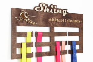 Personalized medal hanger SKIING Medal hanger Medal rack by PromiDesign