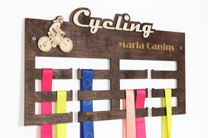 Custom medal holder Cycling Personalized medal hanger Medal display Cycling gifts by PromiDesign