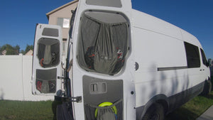 Short van tour showing the rear door organizers for our 2013 Sprinter Van