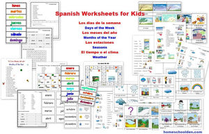 Spanish Worksheets for Kids – Days Months Seasons Weather