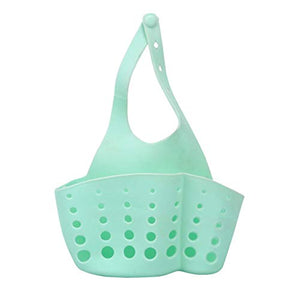 VECDUO Portable Home Kitchen Storage Tools Sink Hanging Bag Basket, Bath Holder Suction Cup Shelf Soap Sponge Rack (Blue-01)