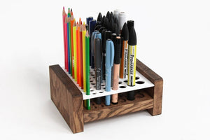 Wood pencil holder Pen holder Pencil storage Wooden pen holder Desk organization by PromiDesign