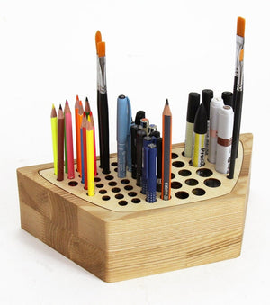 Pen Stand, Pen Holder Wood, Wooden Pencil Holder, Wood Desk Organizer, Brush Holder by PromiDesign