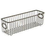 Amazon best mdesign metal farmhouse kitchen pantry food storage organizer basket bin wire grid design for cabinets cupboards shelves countertops holds potatoes onions fruit long 4 pack bronze