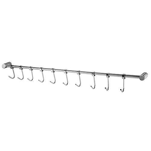 Exclusive nidouillet kitchen rail wall mounted utensil racks with 10 stainless steel sliding hooks for kitchen tool pot lid pan towel ab005
